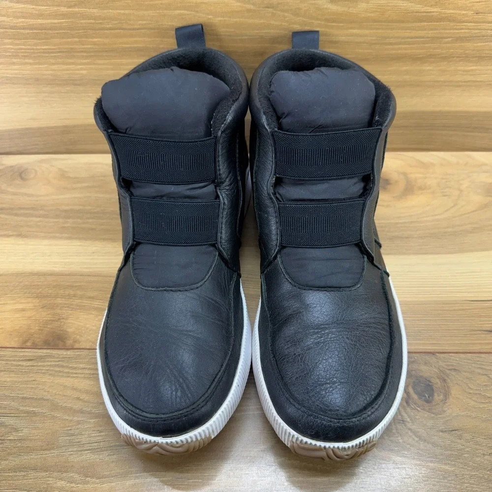Sorel Out N About Plus Leather Ankle Boots Womens 10 Black‎ Waterproof Slip On